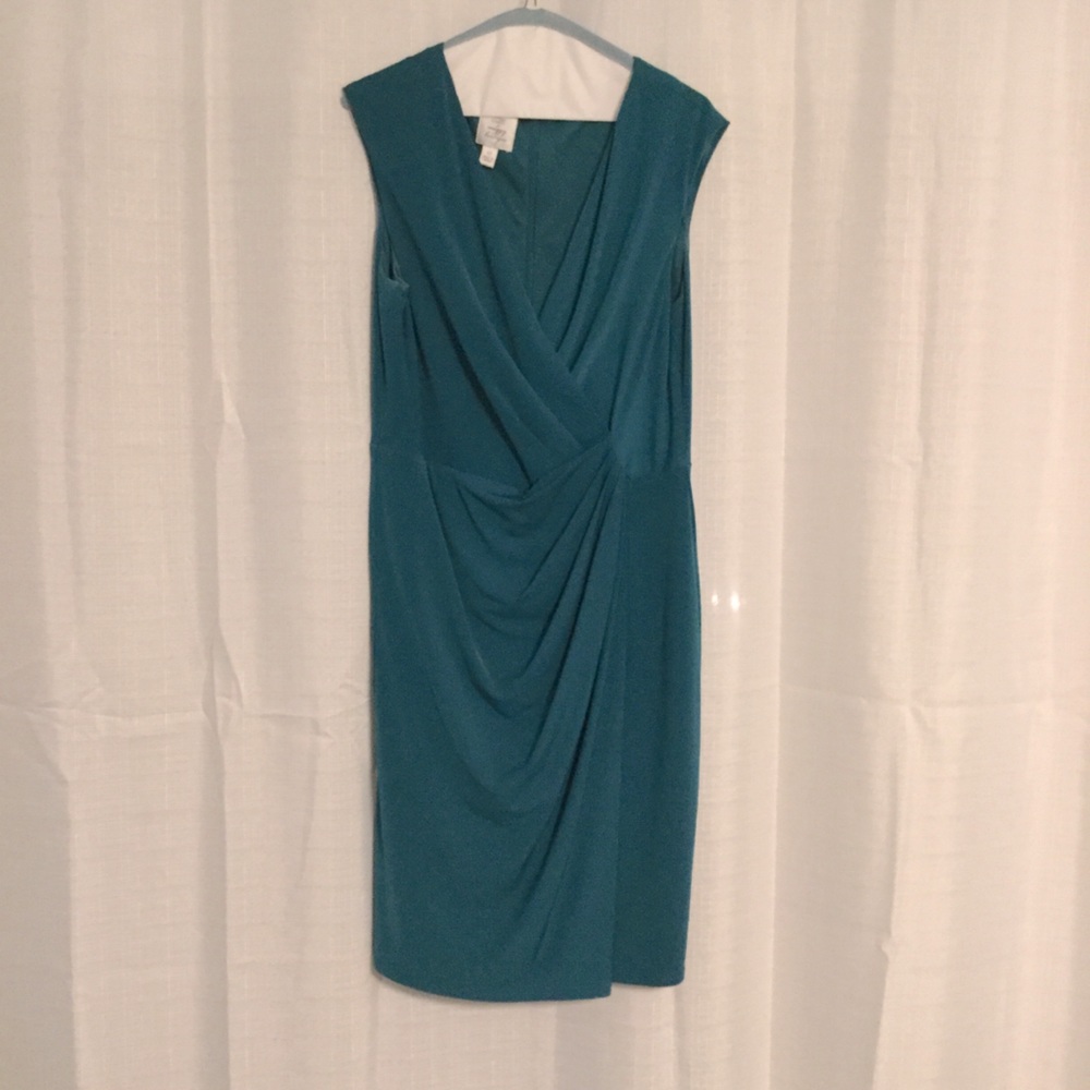 Deep Teal Draped cocktail dress. Not a wrap dress.